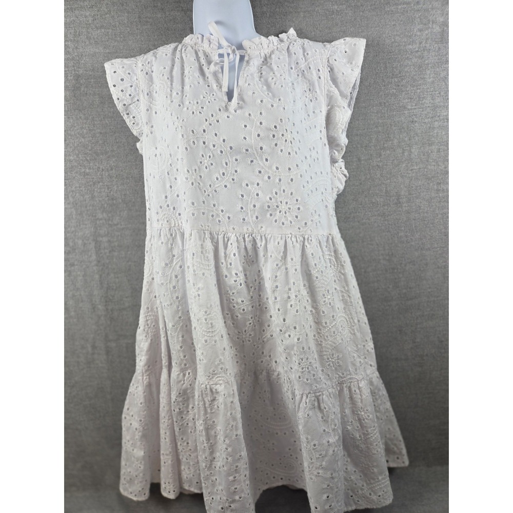 Time and Tru Eyelet Dress L White‎ Tiered Ruffled Cottagecore Lined Fairy Angel